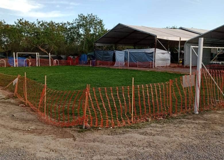 Soccer field created at Matamoros migrant Camp