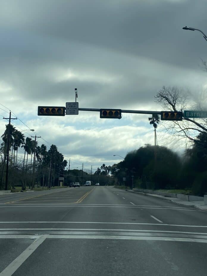 Traffic lights and Barnard Road in Brownsville are out this morning in Brownsville. The power outage is said to be weather related.