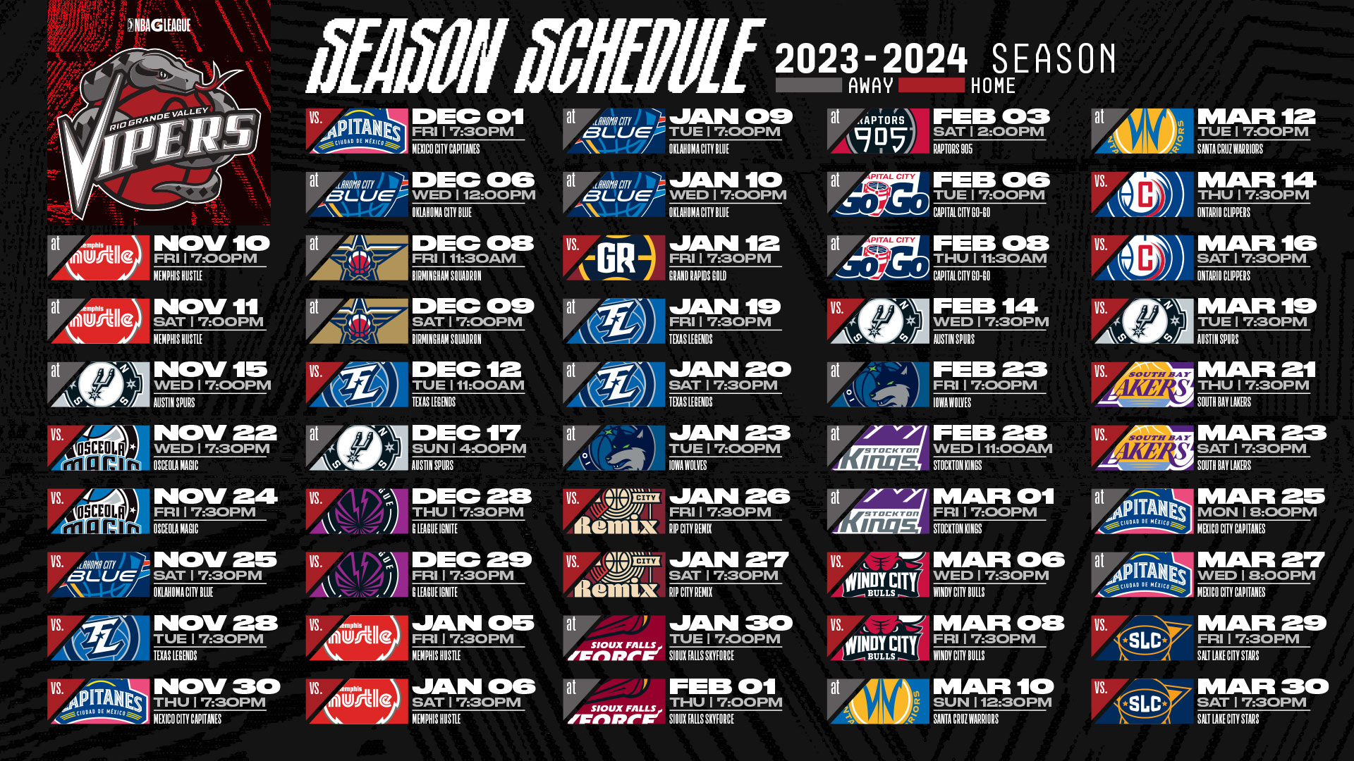 RGV Vipers release 2324 G League schedule