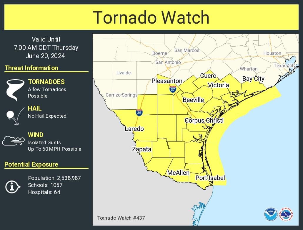 Valley under tornado watch through Thursday morning