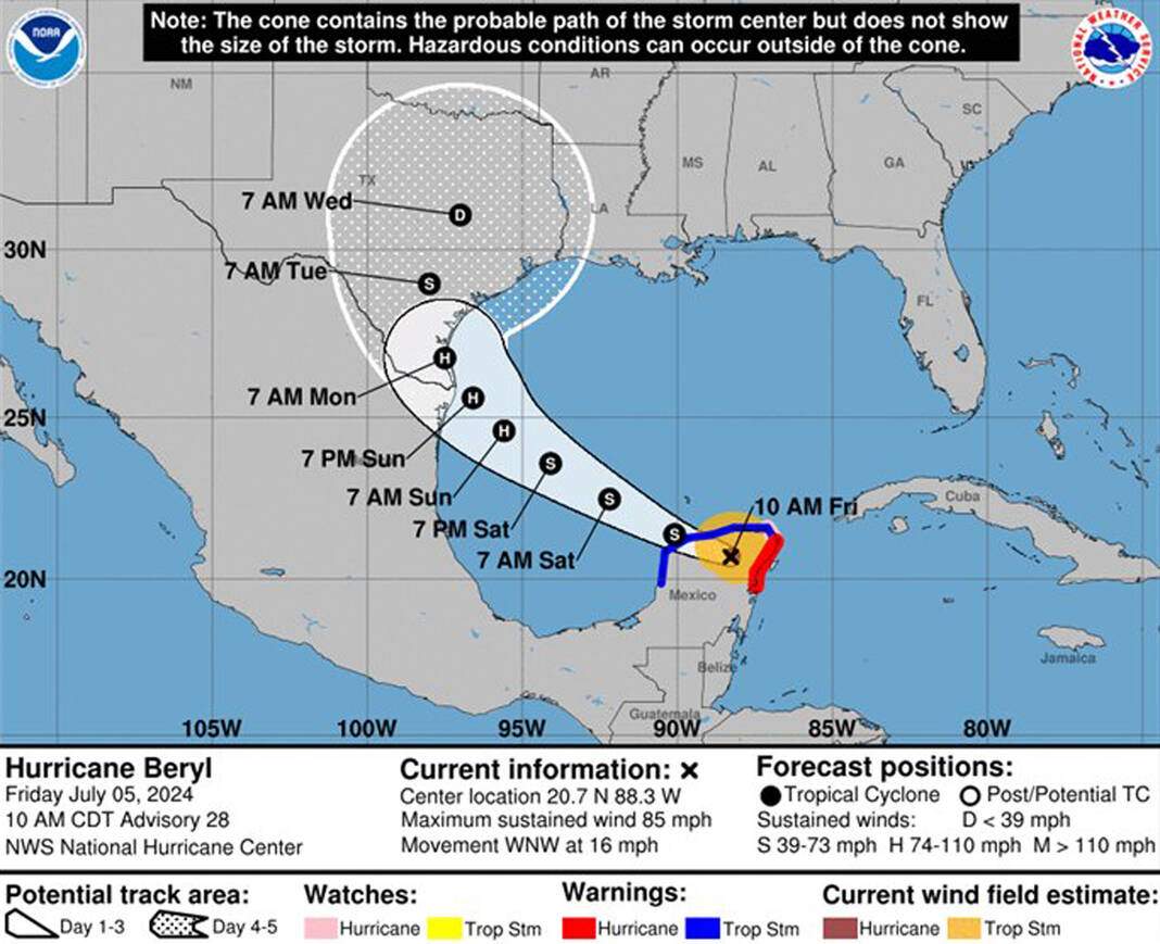 Beryl briefing: Tropical force winds expected Sunday